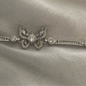 Elegant 925 Silver Butterfly Bracelet with Moissanite 7 inch